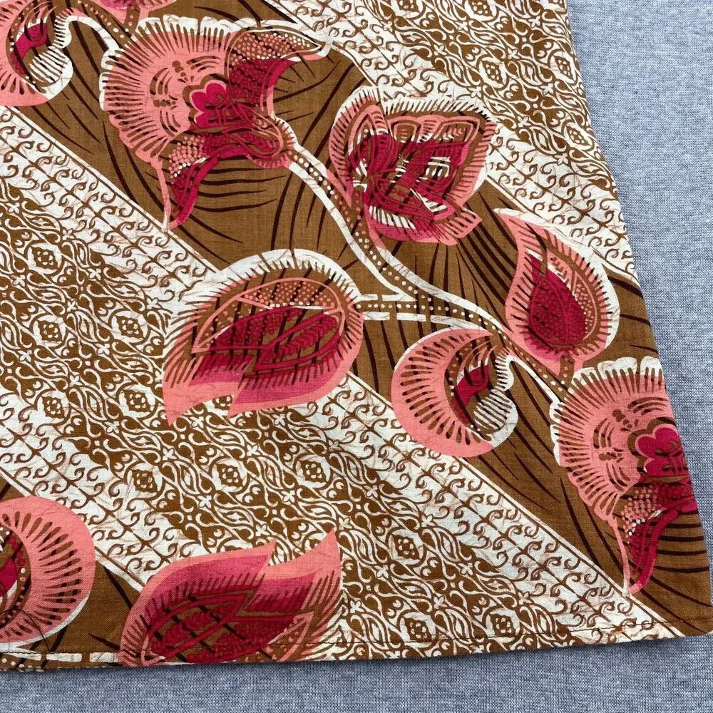 Vintage Van Heusen Maxi Skirt Size L Brown Pink Floral Cotton Boho Fairy Grunge